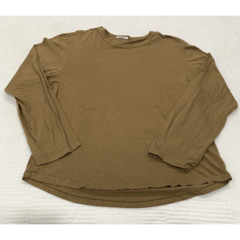 Buck Mason Shirt Mens Extra Large Brown Long Sleeve Cotton Curved Hem USA Made